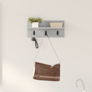vidaXL Väggmonterad Klädhängare med hylla Betonggrå 40 x 10.5 x 18 cm