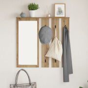 vidaXL Väggmonterad Klädhängare med hylla artisan ek 84 x 10 x 80 cm