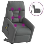 vidaXL Elektrisk massagefåtölj med uppresningshjälp mörkgrå tyg