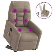 vidaXL Massagefåtölj med uppresningshjälp taupe mikrofibertyg