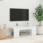 vidaXL TV-bänk med LED-belysning vit högglans 90x39x30 cm