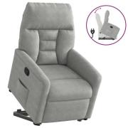 vidaXL Reclinerfåtölj med uppresningshjälp ljusgrå mikrofibertyg