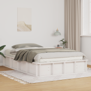 vidaXL Sängram med lagring Vit 140 x 190 cm trä