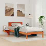 vidaXL Sängram med sängbord Vaxbrun 90 x 190 cm Massiv furu