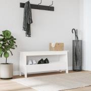 vidaXL Hallbänk vit 100x28x45 cm massivt trä furu