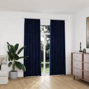 vidaXL Mörkläggningsgardiner 2 st med krokar sammet mörkblå 140x225 cm