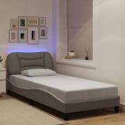 vidaXL Sängram med LED utan madrass Taupe 90x200 cm tyg