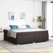 vidaXL Sängram med madrass Mörkbrun 200 x 200 cm tyg