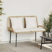 vidaXL Trädgårdsbänk Brun, Svart, Gräddfärgad Poly rattan, stål