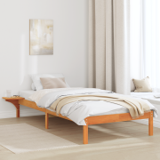 vidaXL Sängram med sängbord Brun 90 x 190 cm Vaxbrun