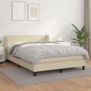 vidaXL Ramsäng med bäddmadrass gräddvit 140x190 cm konstläder