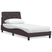 vidaXL Ramsäng med madrass mörkbrun 80x200 cm tyg