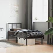 vidaXL Sängram med huvudgavel metall svart 75x190 cm