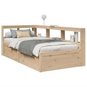 vidaXL Säng med bokhylla utan madrass 100x200cm massiv furu