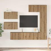 vidaXL TV-bänkset Väggmonterad 6 pcs Artisan Ek Konstruerat trä