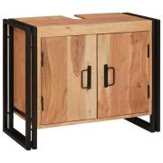 vidaXL Badrumshandfatskå 71 x 33 x 58 cm Massivt Akaciaträ, Järn