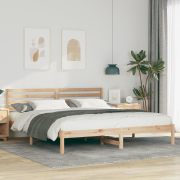 vidaXL Sängram med huvudgavel Brun 180 x 200 cm Massiv furu