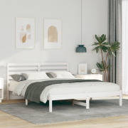 vidaXL Sängram med huvudgavel Vit 140 x 200 cm Massiv furu