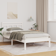 vidaXL Sängram Vit 90 x 200 cm Massiv furu