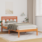 vidaXL Sängram Brun 75 x 190 cm Massiv furu