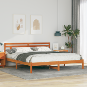 vidaXL Sängram med huvudgavel Brun 180 x 200 cm Furu