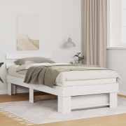 vidaXL Sängram med huvudgavel Vit 100 x 200 cm Massiv furu
