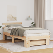 vidaXL Sängram med huvudgavel Brun 80 x 200 cm Massiv furu