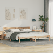 vidaXL Sängram med LED -remsljus med huvudgavel Brun 180 x 200 cm Mass...