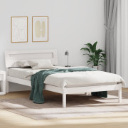vidaXL Sängram med LED -remsljus med huvudgavel Vit 100 x 200 cm Massi...