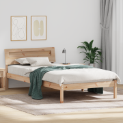 vidaXL Sängram med LED -remsljus med huvudgavel Brun 80 x 200 cm Massi...