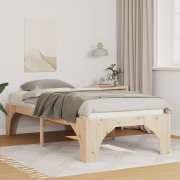 vidaXL Sängram med lagring Brun 90 x 200 cm Massiv furu