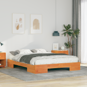 vidaXL Sängram med lagring Brun 160 x 200 cm Massiv furu