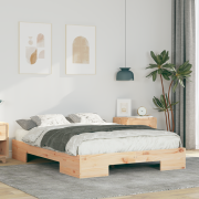 vidaXL Sängram med lagring Brun 140 x 190 cm Massiv furu