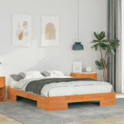 vidaXL Sängram med lagring Brun 135 x 190 cm Massiv furu