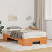 vidaXL Sängram med lagring Brun 90 x 190 cm Massiv furu