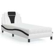vidaXL Säng med madrass vit och svart 80x200 cm konstläder