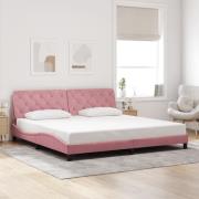 vidaXL Sängram med huvudgavel rosa 200x200 cm sammet