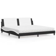 vidaXL Bed with Mattress "Zadar" Black and White 200x200 cm Faux Leath...