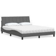 vidaXL Bed with Mattress "Hanko" Dark Grey 160x200 cm Fabric