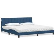 vidaXL Bed with Mattress "Hanko" Blue 200x200 cm Fabric
