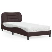 vidaXL Säng med madrass mörkbrun 90x190 cm tyg