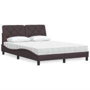 vidaXL Säng med madrass mörkbrun 140x190 cm tyg