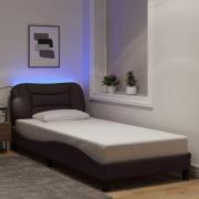 vidaXL Bed Frame with LED without Mattress "Hvar" Dark Brown 90x190 cm...