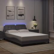 vidaXL Bed Frame with LED without Mattress "Zadar" Grey 140x190 cm