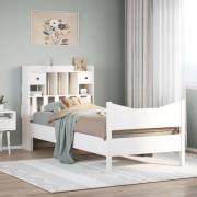 vidaXL Sängram utan madrass vit 90x200 cm massiv furu