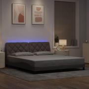 vidaXL Bed Frame with LED without Mattress Taupe 180x200 cm Fabric