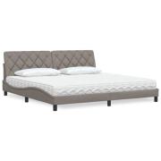 vidaXL Bed with Mattress Taupe 200x200 cm Fabric