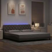 vidaXL Bed Frame with LED without Mattress Taupe 200x200 cm Fabric
