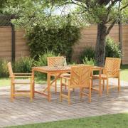 vidaXL Trädgårdsmöbelset 5 pcs Brun 150 x 90 x 74 cm massivt akacia