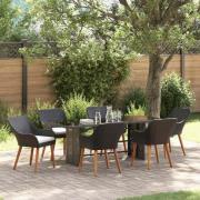 vidaXL Trädgårdsmöbelset med kudde 7 pcs Svart konstrotting